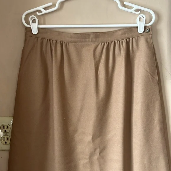 Vintage Pendleton Tan Virgin Wool A-Line Midi Skirt Size 16 Normcore - Picture 3 of 10